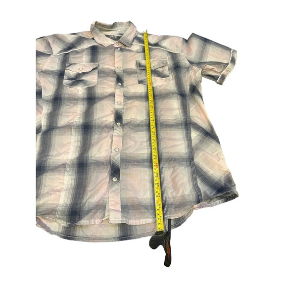 BKE Athletic Fit Mens XL Short Sleeve Plaid Western Pearl Snap Button Down Shirt - Picture 2 of 5